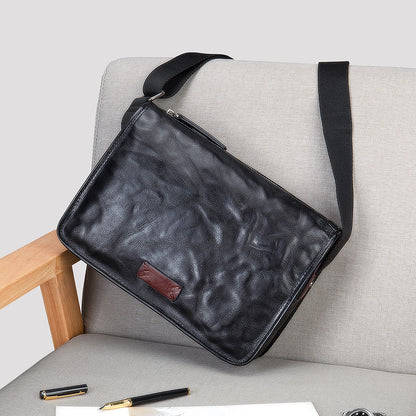 Men's Shoulder Bag Genuine Cowhide Leather Fashion Hand-held Crossbody Bag for Men 