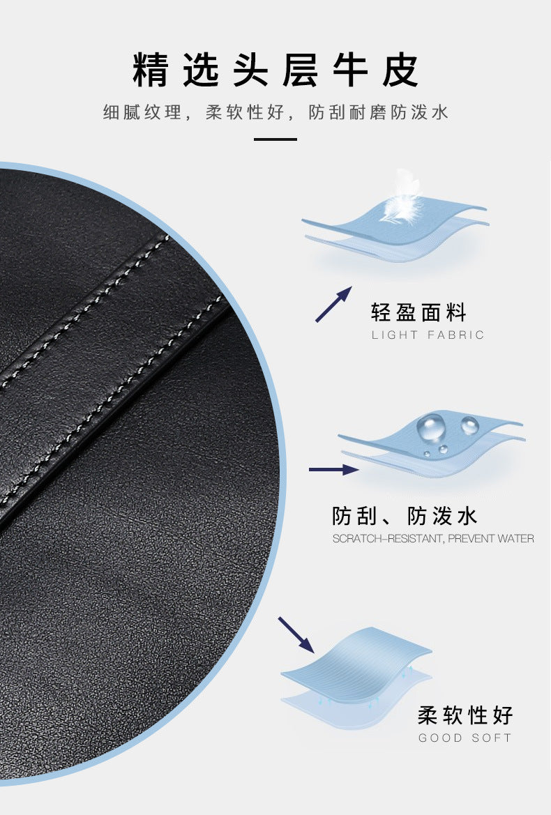 Men's Handbag Genuine Cowhide Leather Computer Bag Casual Business Briefcase Crossbody Bag 