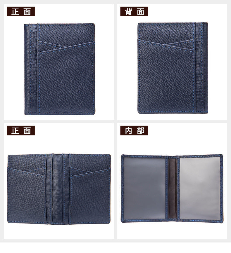 Men's Card Bag Cow Leather Thin Simple Card Holder RFID Card Clip for Men 