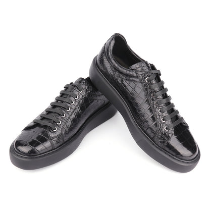 Crocodile Skin Genuine Leather Men's Sneakers Sports Casual Athletic Shoes Simple Fashion Wear-resistant Men's Shoes 