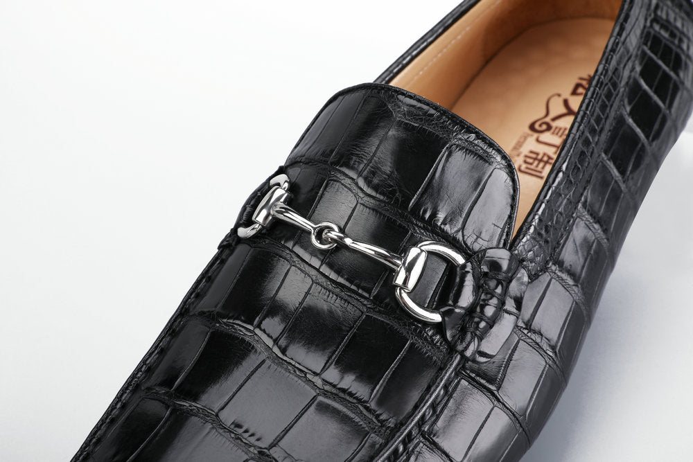 Crocodile Skin Men's Leather Shoes Genuine Leather Moccasins Fashion Casual Men's Shoes 