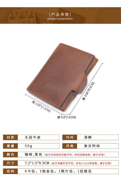 Men's wallet cowhide tri-fold coin purse men's wallet 
