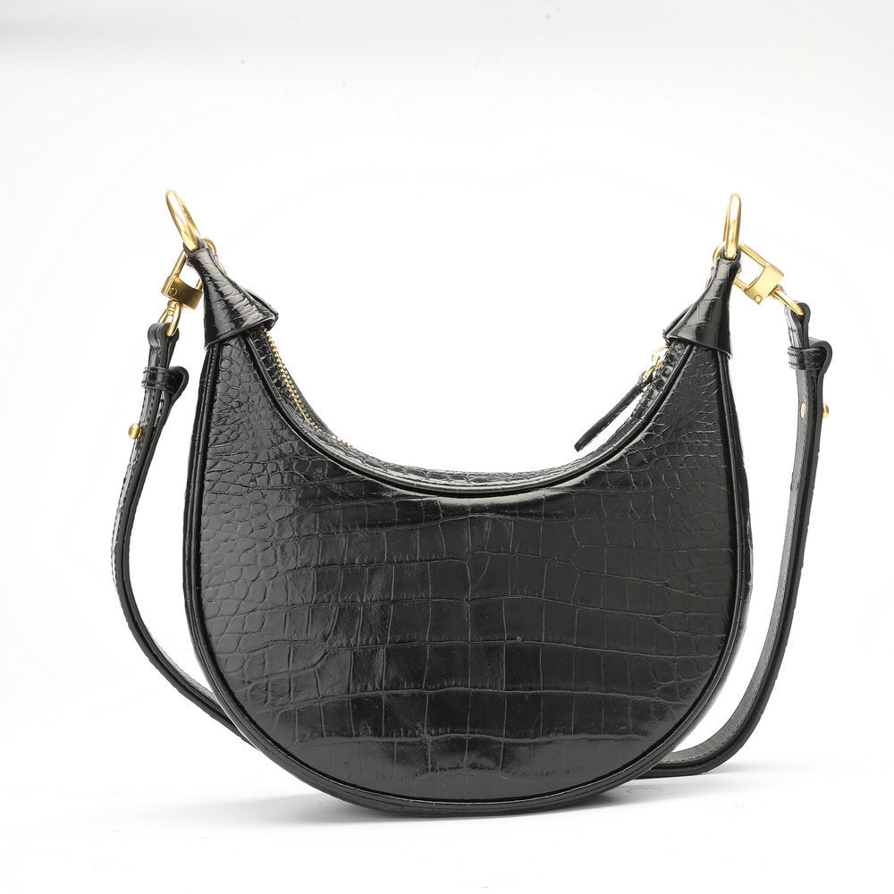 Siamese Crocodile Skin Women's Bag Genuine Leather Bag Shoulder Bag with Chain Armpit Bag Fashion Trend Crossbody Bag 