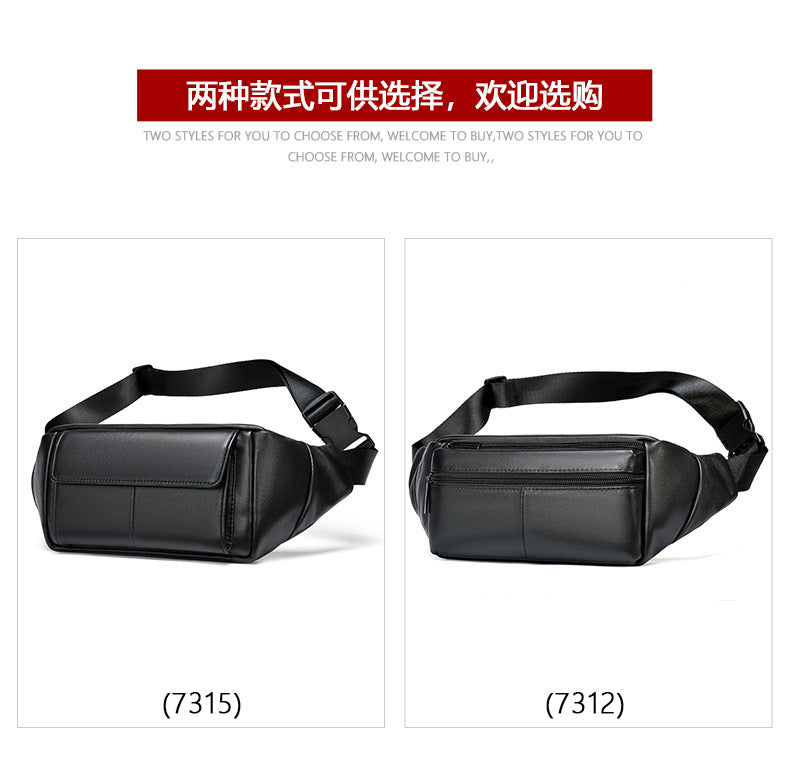 Men's Waist Bag Sheepskin Genuine Leather Fashion Casual Simple Multifunctional Crossbody Bust Bag 