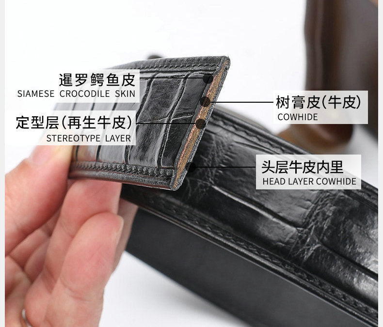 Siamese Crocodile Skin Men's Belt Genuine Leather Business Casual Width 3.8cm Men's Belt 