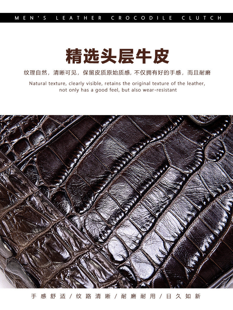 Men's Wallet Cow Leather Crocodile Crest Fashion Clutch Bag Smartphone Coin Card Holder Men's Wallet 