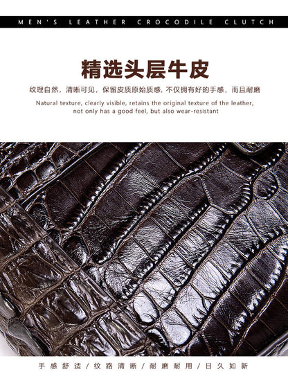 Men's Wallet Cow Leather Crocodile Crest Fashion Clutch Bag Smartphone Coin Card Holder Men's Wallet 