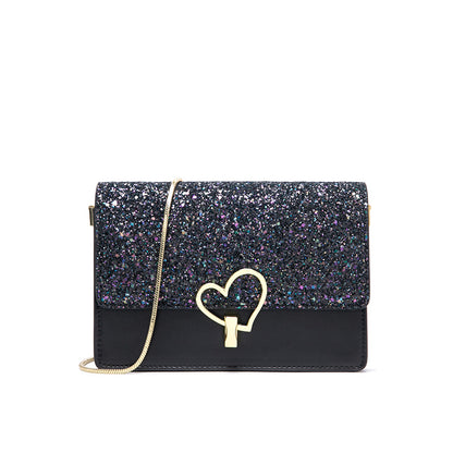 Ladies genuine leather fashionable chain bag sequin romantic starry sky bag shoulder bag