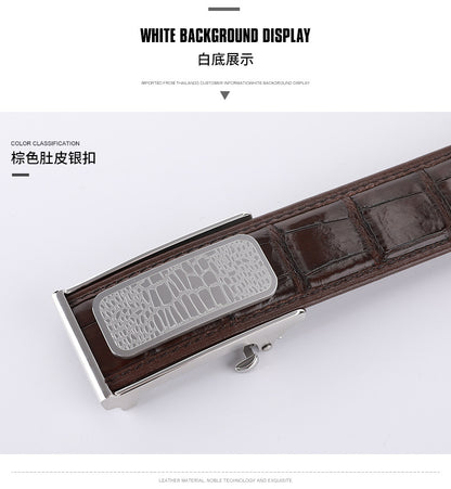 Siamese Crocodile Skin Men's Belt Automatic Buckle Business Casual Genuine Leather Belt 