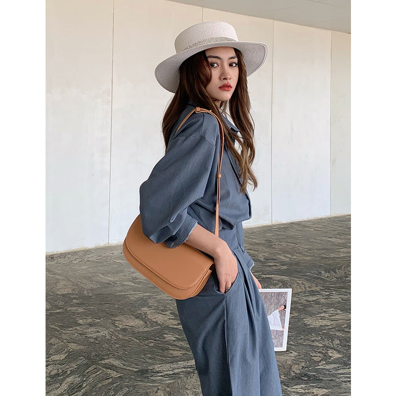 Stylish woven genuine leather women's bag armpit bag cowhide shoulder bag crossbody bag women
