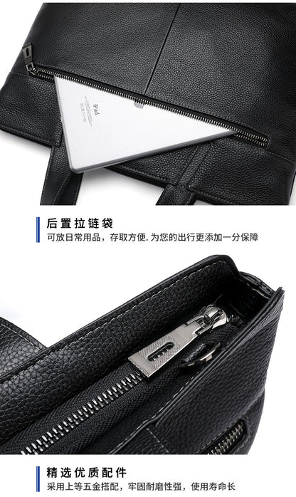 Men's handbag genuine cowhide leather business casual large capacity briefcase handbag 