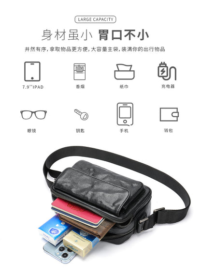 Men's Shoulder Bag Made of Genuine Cowhide Leather Casual Fashion Men's Crossbody Bag 