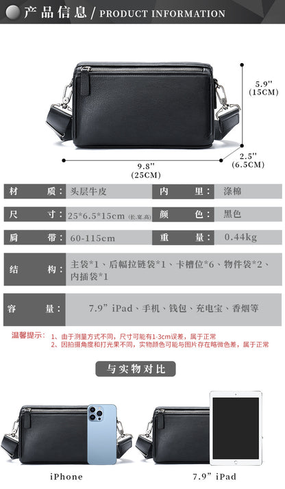 Men's Shoulder Bag Made of Genuine Cowhide Leather High Quality Men's Crossbody Bag Handbag 