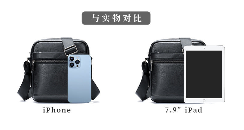 Men's shoulder bag, genuine cowhide leather, business commuting style, crossbody bag for men 