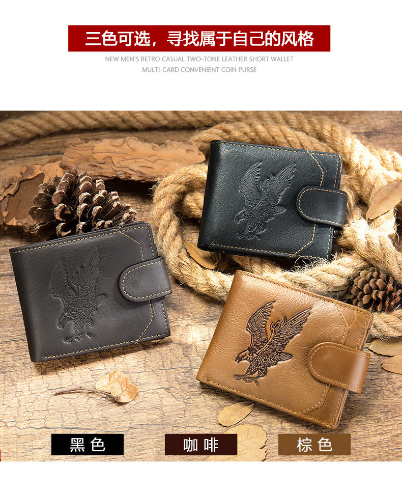 Men's Short Wallet Business Genuine Cowhide Leather Coin Purse Card Bag Men's Wallet 