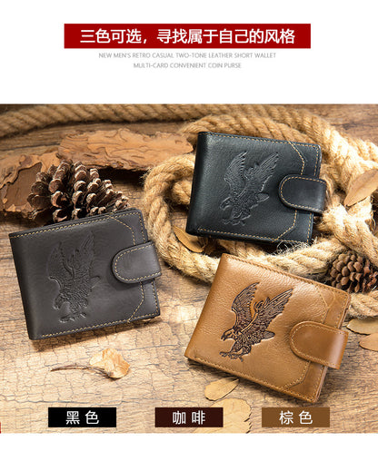 Men's Short Wallet Business Genuine Cowhide Leather Coin Purse Card Bag Men's Wallet 
