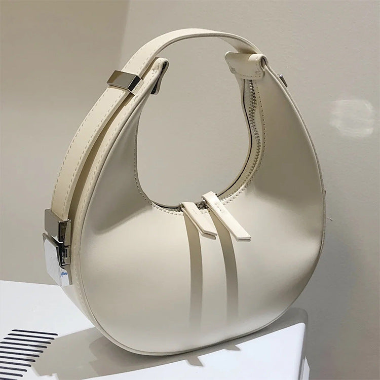 Genuine leather ladies bag half moon bag temperament cowhide mini armpit bag ladies handbag shoulder bag