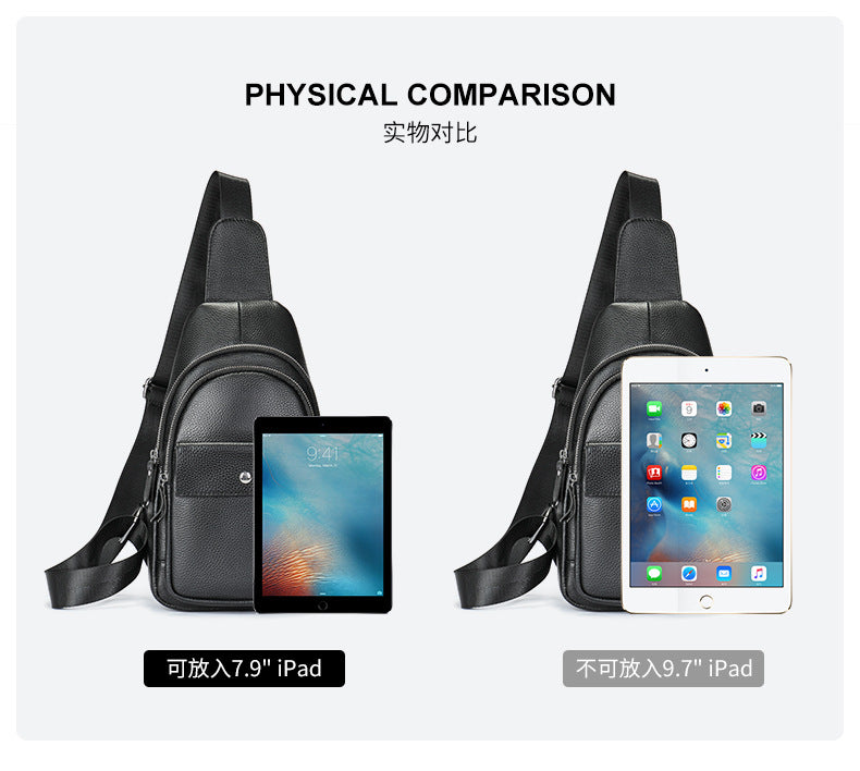 Men's Bust Bag Cowskin Genuine Leather Outer Multifunctional Fashion Casual Sports Men Bag 
