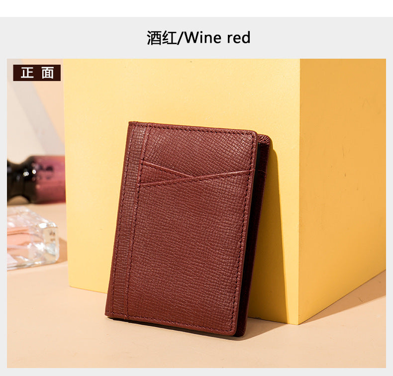 Men's Card Bag Cow Leather Thin Simple Card Holder RFID Card Clip for Men 