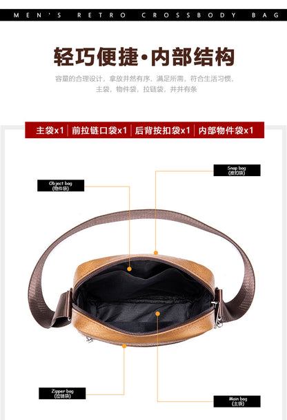 Men's shoulder bag Genuine cowhide leather business commuter lychee pattern crossbody bag for men 
