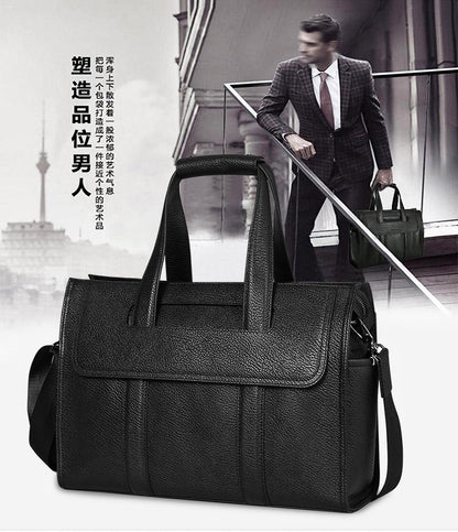 Men's Briefcase Genuine Cowhide Leather Computer Bag Business Large Capacity Handbag Crossbody Bag 