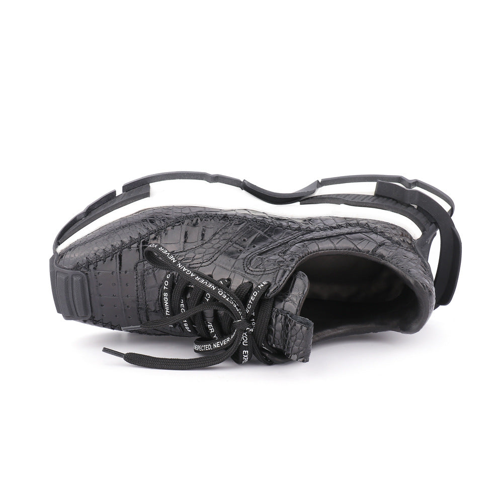 Taisham Crocodile Skin Genuine Leather Men's Sneakers Fashion Men Shoes 