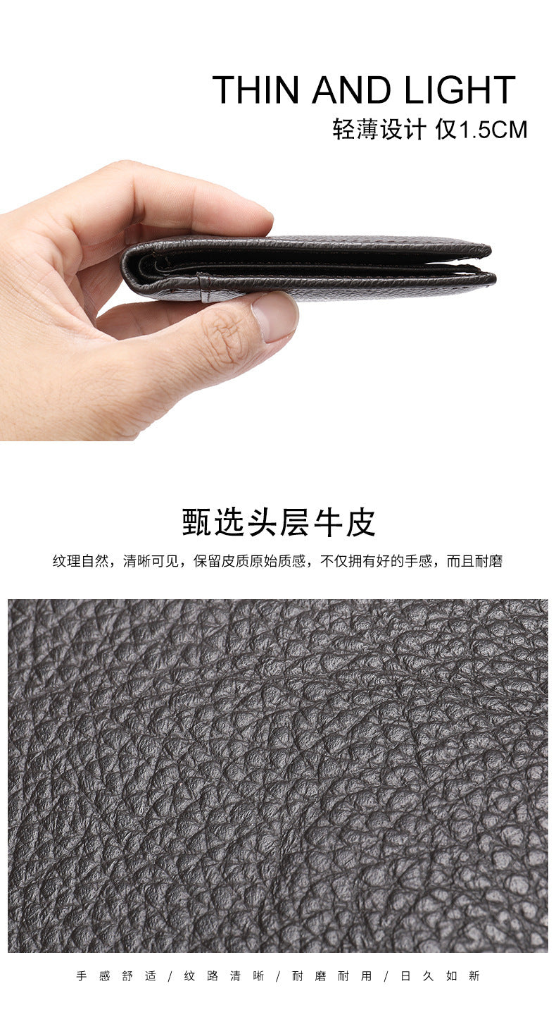Men's short wallet made of genuine cowhide leather bifold folding DIY handmade wallet men's wallet 