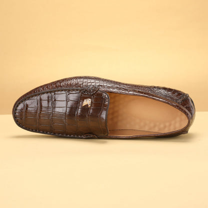 Crocodile leather genuine leather men's moccasins casual leather shoes business men's shoes 