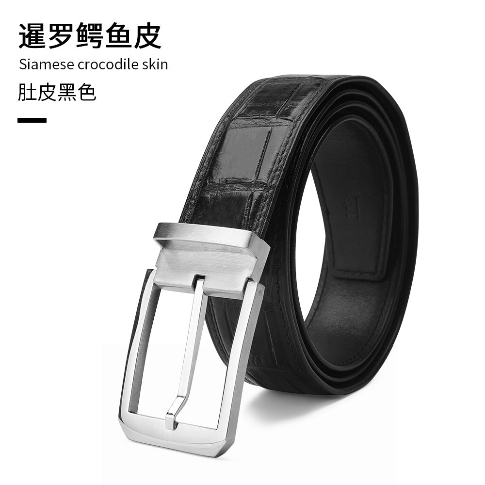 Siamese Crocodile Skin Men's Belt Genuine Leather Business Casual Width 3.8cm Men's Belt 