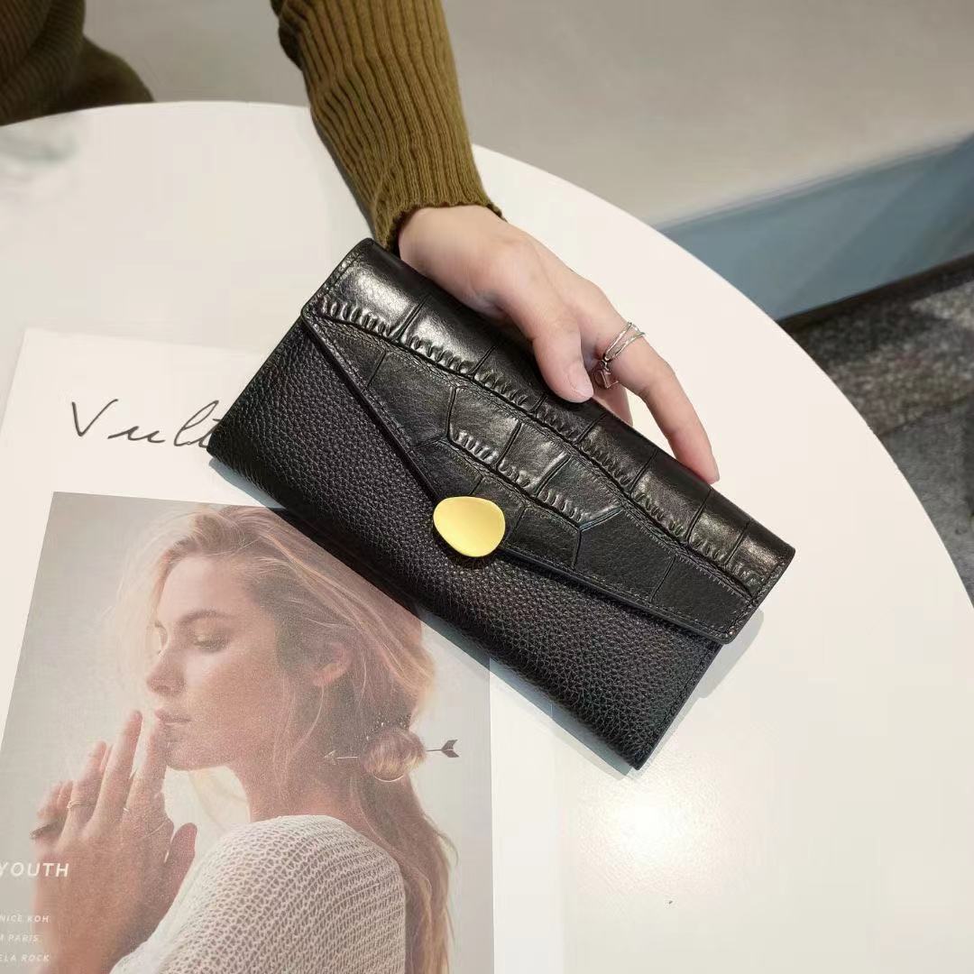 Long wallet ladies simple cowhide wallet mobile bag genuine leather wallet fashion 