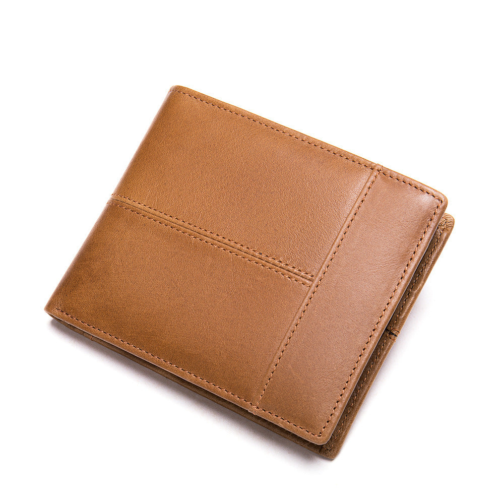 Men's short wallet cowhide thin rfid anti-theft business men's wallet 