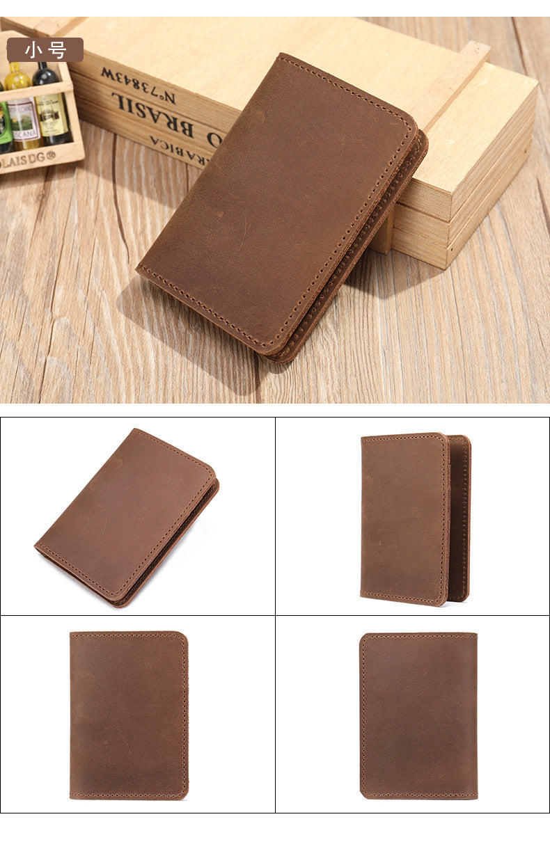 Men's short wallet cowhide retro card holder men's wallet 