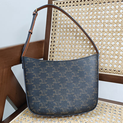 Genuine leather armpit bag Stylish shoulder bag Simple textured women's bag Goes with anything