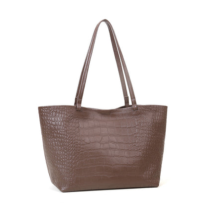 Large Capacity Simple Stone Pattern Bag Women Tote Bag Commuting Casual Shoulder Bag Crossbody Bag