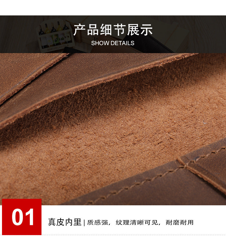 Men's short wallet cowhide retro card holder men's wallet 