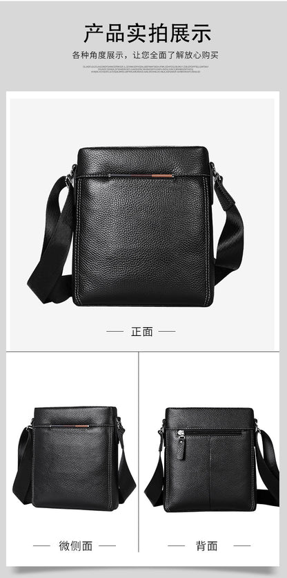 Men's Shoulder Bag Genuine Cowhide Leather Korean Fashion Business Casual Crossbody Bag for Men 