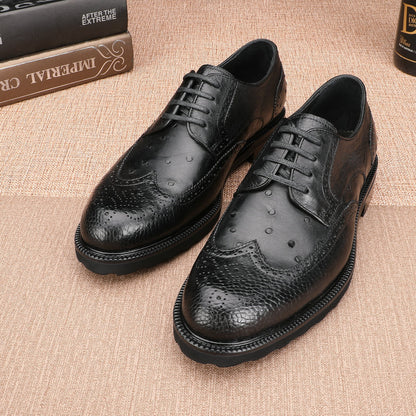 Ostrich skin genuine leather men's leather shoes Excellent breathability Men's business shoes 