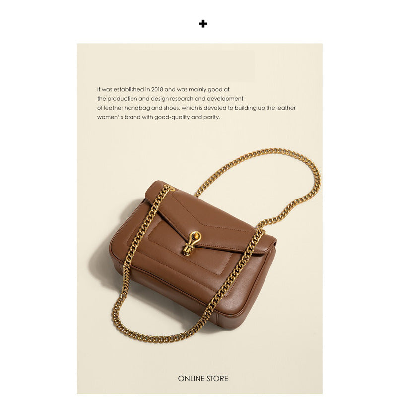 Women's shoulder bag Genuine leather chain bag Cowhide crossbody bag Luxury underarm bag