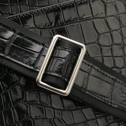 Siamese Crocodile Belly Skin Genuine Leather Cambridge Bag Men's Simple Commuting Casual Crossbody Shoulder Bag 