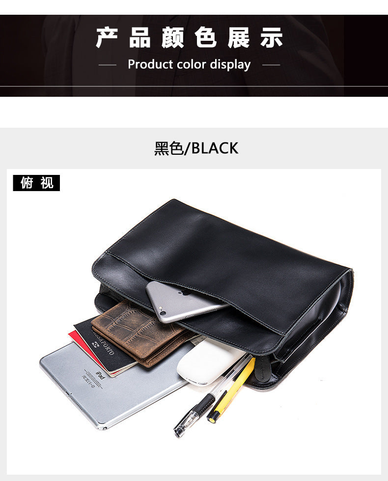 Men's Clutch Bag Cow Leather Crazy Horse Vintage Men's Handbag 