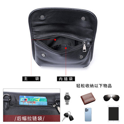 Men's Shoulder Bag Genuine Cowhide Leather Simple Fashion Men's Crossbody Bag 