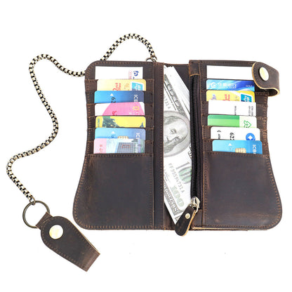 Men's Wallet Cow Leather Fashion Personality Zipper Clutch Bag Men's Card Bag Handbag 
