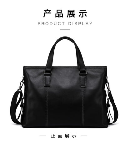 Men's Handbag Genuine Cowhide Leather Computer Bag Casual Business Briefcase Crossbody Bag 