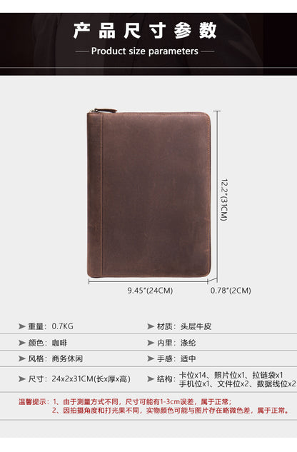 Men's Large Capacity Retro Crazy Horse Clutch Bag Long Wallet Card Holder Multifunctional Men's Handbag 