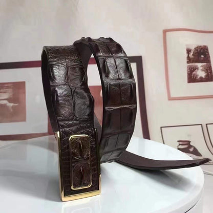 Men's Belt Nile Big Bone Crocodile Spine Genuine Leather Smooth Buckle Business Casual High Quality Men's Belt 