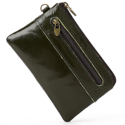 Men's Wallet Cow Leather Retro Casual Zipper Large Capacity Men's Wallet Coin Bag 
