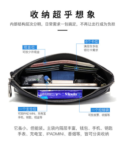 Men's Handbag Cow Leather Large Capacity Business Casual Fashion Men's Bag 