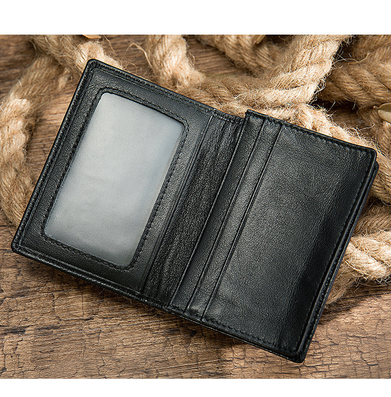 Men's short wallet sheepskin Korean fashion coin purse card holder multifunctional wallet for men 