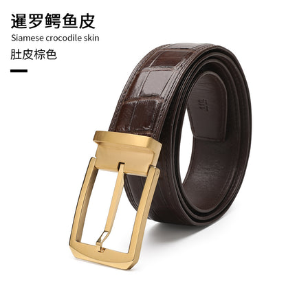 Siamese Crocodile Skin Men's Belt Genuine Leather Business Casual Width 3.8cm Men's Belt 