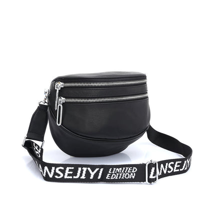 Zipper Fashion Cowhide Shoulder Bag Genuine Leather Women Bags Shoulder Bag Goes With Anything